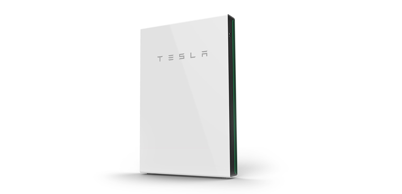 A Tesla Powerwall lithium ion battery for home energy storage.